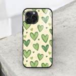 Green Hearts Glossy Metal TPU Mobile Case