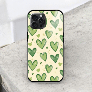 Green Hearts Glossy Metal TPU Mobile Case