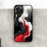 Red & Black Glossy Metal TPU Mobile Case
