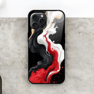 Red & Black Glossy Metal TPU Mobile Case