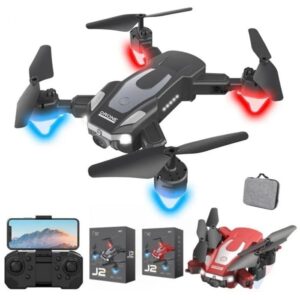 2 Drone with 4K HD Camera, 360° Rotation, 110° Wide-Angle Lens, 45° Adjustable Camera, LED Lights, Carrying Case