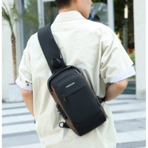 Sling Bag for Men Stylish Crossbody Backpack for Men & Women, Anti-Theft Chest Bag with USB Charging Port, Messenger Bags, Casual Shoulder Bag (Black - 17 x 9 x 32 Cm)