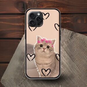 Cute kitty Glossy Metal TPU Mobile Case