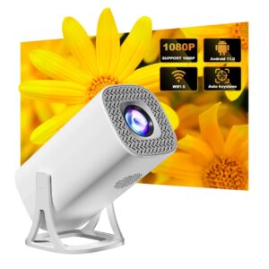 Mini Projector, Compatible with 4K 1080 P Portable Projector with Dual Band WIFI6 5G Wireless 5.0 Bluetooth,160 ANSI Lumens, 180° Rotation, Auto Keystone Correction, Projectors (HY380 Projector)