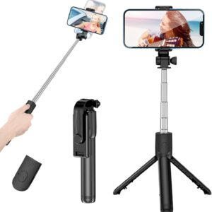 Coverzone Bluetooth Extendable Selfie Sticks with Wireless Remote 3-in-1 Multifunctional Selfie Stick with Tripod Stand Compatible with iPhone/OnePlus/Samsung/Oppo/Vivo and All Phones