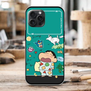 Shinchan & Shiro Glossy Metal TPU Mobile Case