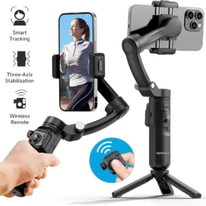M02 3-Axis Handheld Gimbal Stabilizer with Detachable Remote & Selfie Tripod | Q08 Single Axis Anti-Shake Video Stabilizer for Smooth Footage