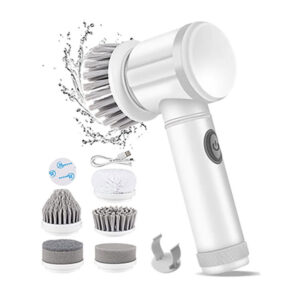Multi-Functional Electric Cleaning Brush 5 in 1 Magic Power Scrubber Household Cleaning Tools Spin Scrubber with Buffer Polisher, for Bathroom, Shower, Tub, Kitchen Floor